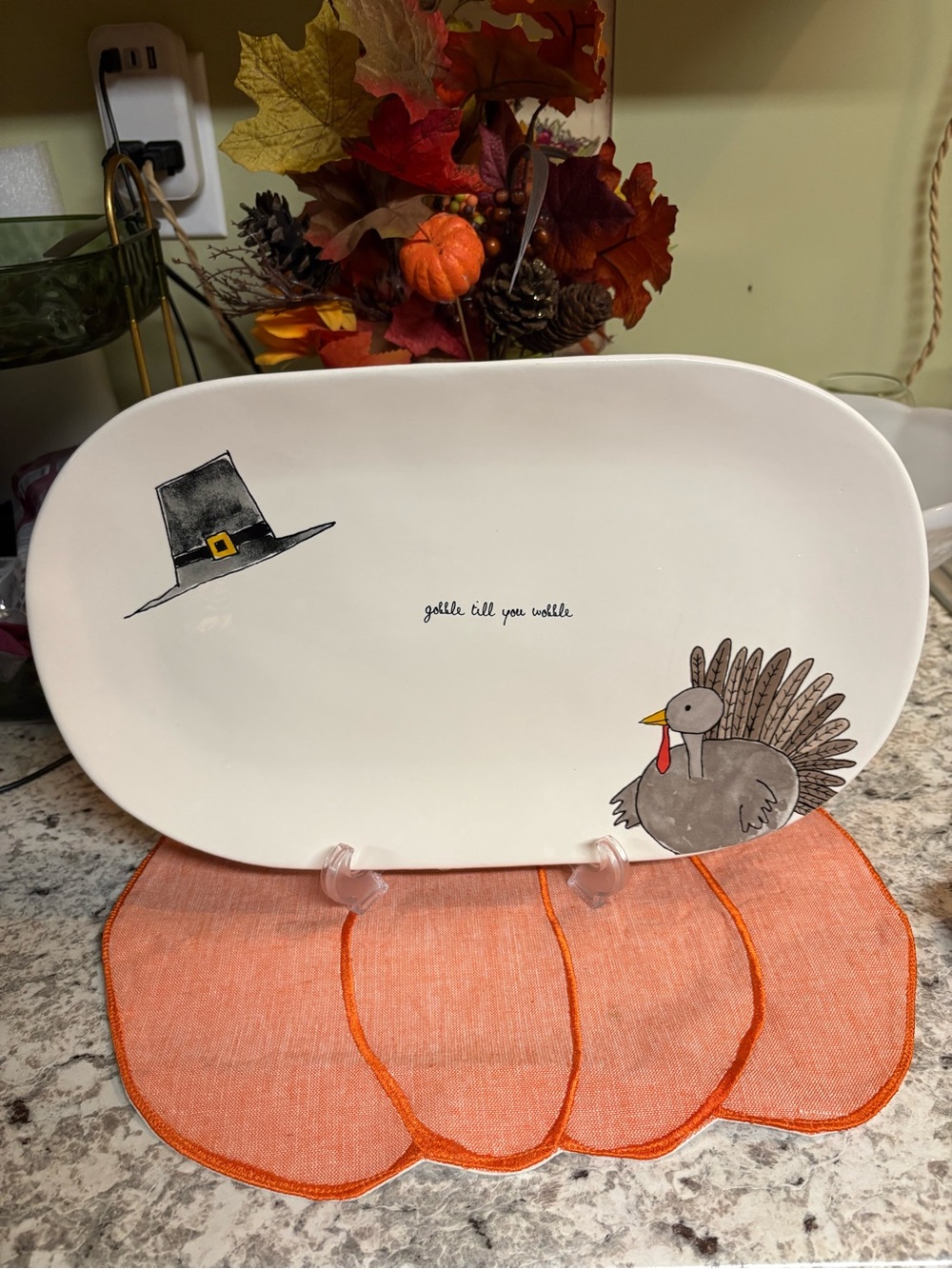 Rae Dunn White Thanksgiving Turkey Platter